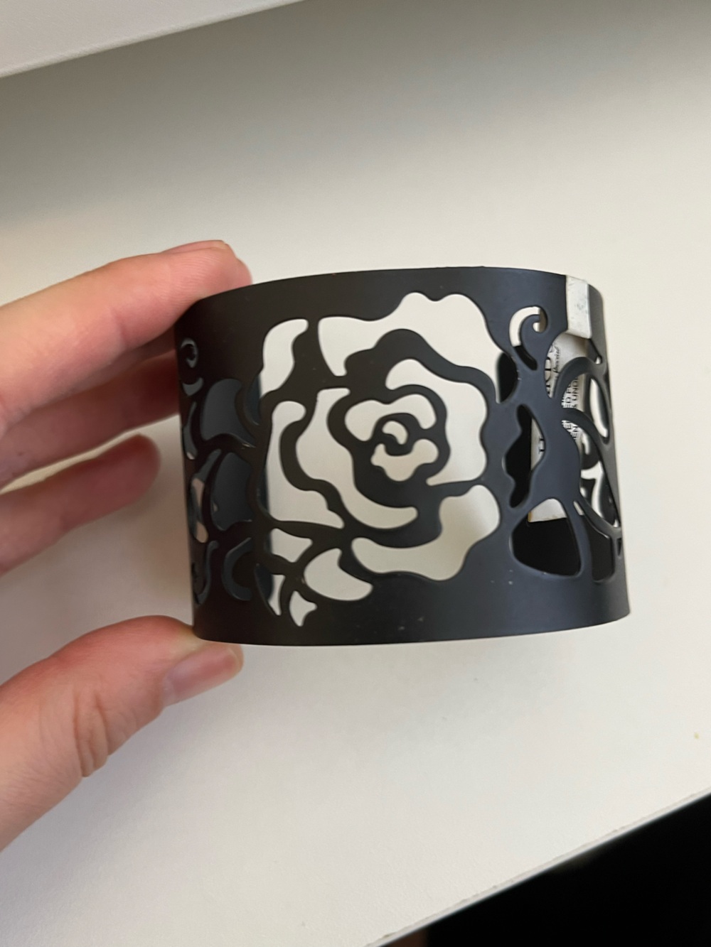 New adjustable black metal rose cuff goth style